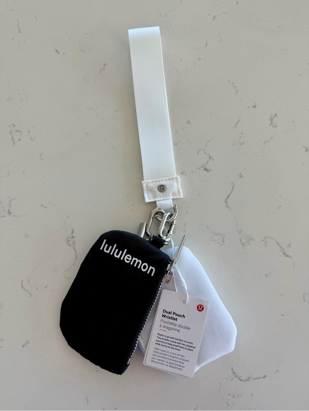 New Lululemon Dual Pouch Black & White Key Pouch Wristlet - Picture 3 of 3